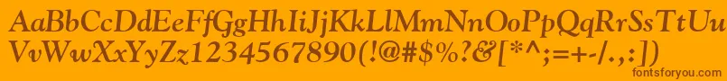 GoudyBoldItalic-fontti – ruskeat fontit oranssilla taustalla