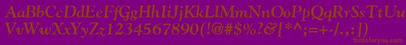 GoudyBoldItalic-fontti – ruskeat fontit violetilla taustalla