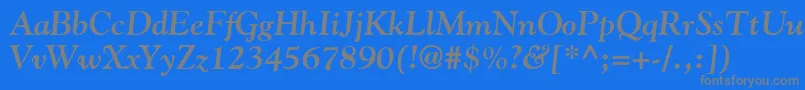 フォントGoudyBoldItalic – 青い背景に灰色の文字