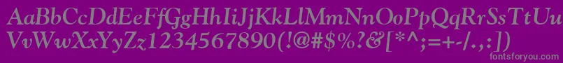 GoudyBoldItalic-Schriftart – Graue Schriften auf violettem Hintergrund