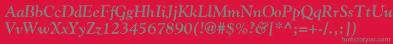 フォントGoudyBoldItalic – 赤い背景に灰色の文字