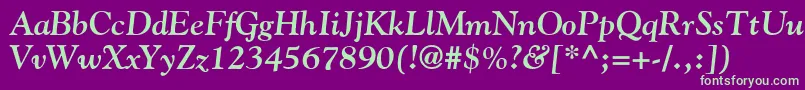 フォントGoudyBoldItalic – 紫の背景に緑のフォント
