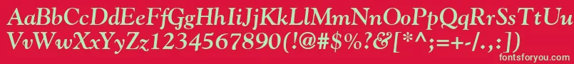 フォントGoudyBoldItalic – 赤い背景に緑の文字