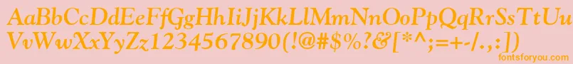 フォントGoudyBoldItalic – オレンジの文字がピンクの背景にあります。