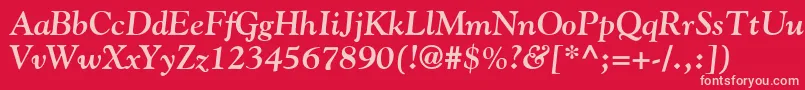 GoudyBoldItalic-fontti – vaaleanpunaiset fontit punaisella taustalla