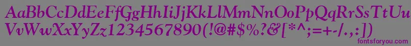 フォントGoudyBoldItalic – 紫色のフォント、灰色の背景