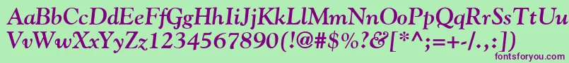 Шрифт GoudyBoldItalic – фиолетовые шрифты на зелёном фоне