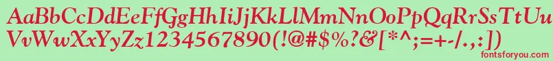 GoudyBoldItalic Font – Red Fonts on Green Background