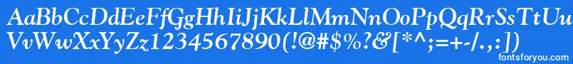 GoudyBoldItalic-Schriftart – Weiße Schriften auf blauem Hintergrund