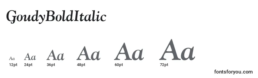 GoudyBoldItalic font sizes