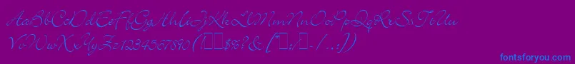 BickleyScriptLetPlain.1.0-Schriftart – Blaue Schriften auf violettem Hintergrund