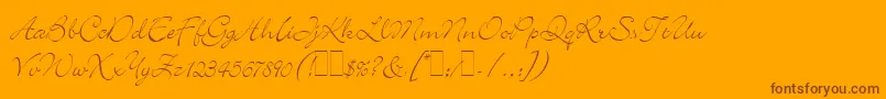 BickleyScriptLetPlain.1.0 Font – Brown Fonts on Orange Background