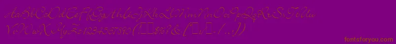 BickleyScriptLetPlain.1.0 Font – Brown Fonts on Purple Background