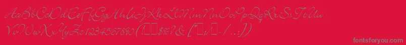 BickleyScriptLetPlain.1.0 Font – Gray Fonts on Red Background