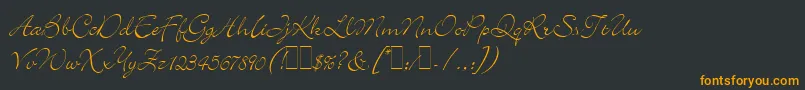 フォントBickleyScriptLetPlain.1.0 – 黒い背景にオレンジの文字