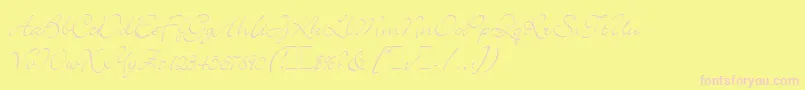 BickleyScriptLetPlain.1.0-Schriftart – Rosa Schriften auf gelbem Hintergrund