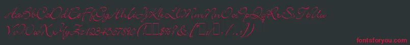 フォントBickleyScriptLetPlain.1.0 – 黒い背景に赤い文字