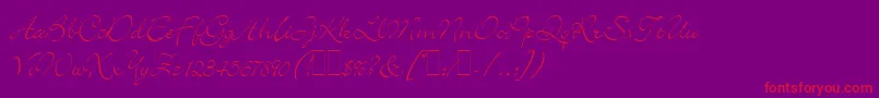 BickleyScriptLetPlain.1.0-Schriftart – Rote Schriften auf violettem Hintergrund