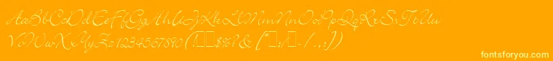 BickleyScriptLetPlain.1.0 Font – Yellow Fonts on Orange Background