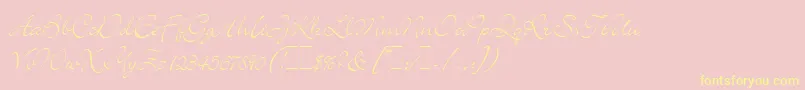 BickleyScriptLetPlain.1.0 Font – Yellow Fonts on Pink Background