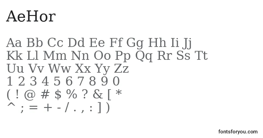 Fuente AeHor - alfabeto, números, caracteres especiales