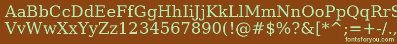 フォントAeHor – 緑色の文字が茶色の背景にあります。