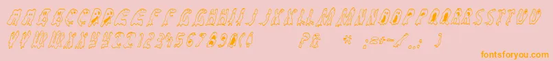 Groovyghosties-Schriftart – Orangefarbene Schriften auf rosa Hintergrund