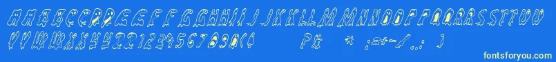 Groovyghosties-Schriftart – Gelbe Schriften auf blauem Hintergrund