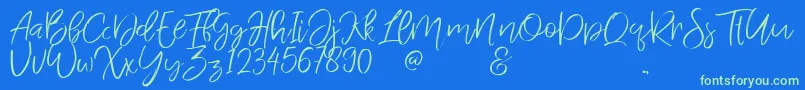 JandysDua Font – Green Fonts on Blue Background
