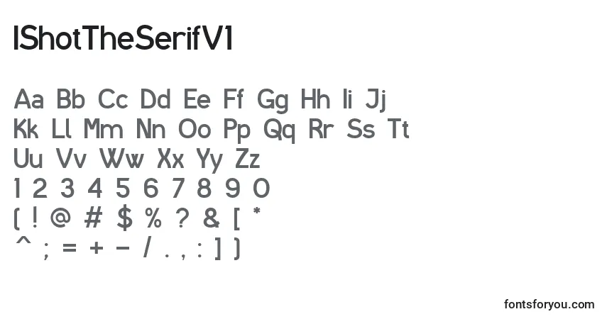 Schriftart IShotTheSerifV1 – Alphabet, Zahlen, spezielle Symbole