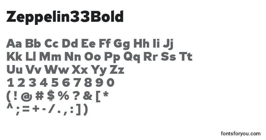 Czcionka Zeppelin33Bold – alfabet, cyfry, specjalne znaki