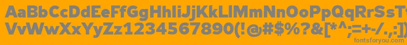 Fonte Zeppelin33Bold – fontes cinzas em um fundo laranja