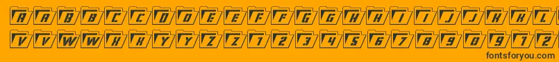 Eyesonlyoutsemicondital-Schriftart – Schwarze Schriften auf orangefarbenem Hintergrund