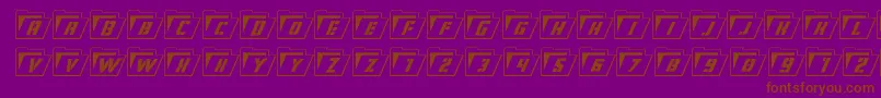 Шрифт Eyesonlyoutsemicondital – коричневые шрифты на фиолетовом фоне