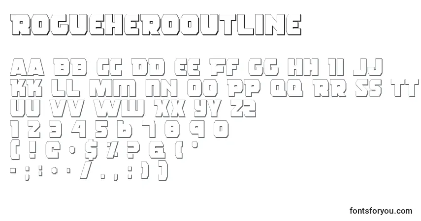 Schriftart RogueHeroOutline – Alphabet, Zahlen, spezielle Symbole