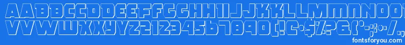 RogueHeroOutline-Schriftart – Weiße Schriften auf blauem Hintergrund