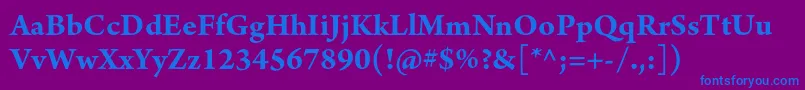 ArnoproBold-Schriftart – Blaue Schriften auf violettem Hintergrund