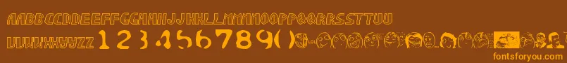 フォントSonicchaos – オレンジ色の文字が茶色の背景にあります。