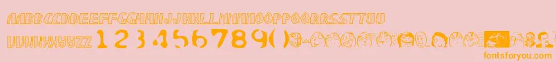フォントSonicchaos – オレンジの文字がピンクの背景にあります。