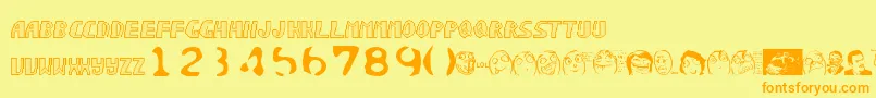 フォントSonicchaos – オレンジの文字が黄色の背景にあります。