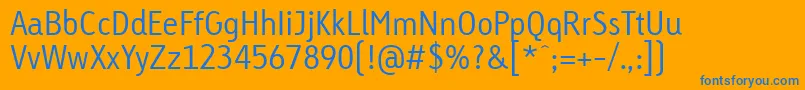 LinotypeTetriaLightTab Font – Blue Fonts on Orange Background