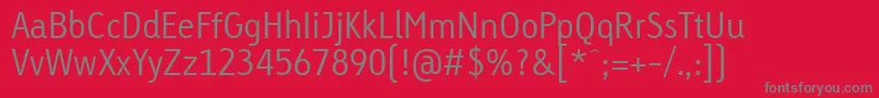 LinotypeTetriaLightTab-Schriftart – Graue Schriften auf rotem Hintergrund