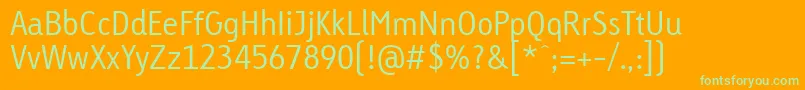 LinotypeTetriaLightTab Font – Green Fonts on Orange Background
