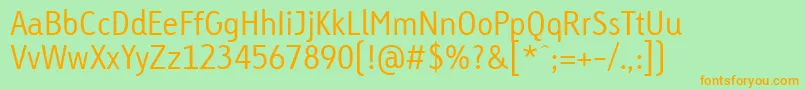 Fonte LinotypeTetriaLightTab – fontes laranjas em um fundo verde