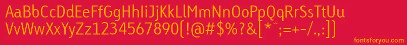 LinotypeTetriaLightTab Font – Orange Fonts on Red Background