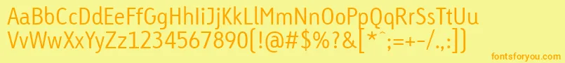 LinotypeTetriaLightTab Font – Orange Fonts on Yellow Background