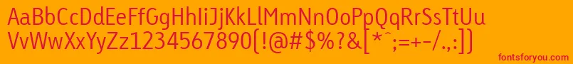 フォントLinotypeTetriaLightTab – オレンジの背景に赤い文字