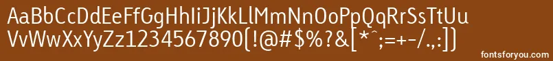 Fonte LinotypeTetriaLightTab – fontes brancas em um fundo marrom