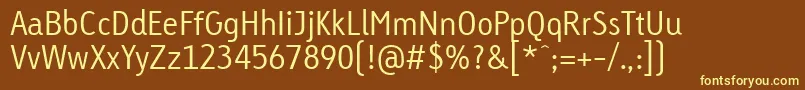 Fonte LinotypeTetriaLightTab – fontes amarelas em um fundo marrom