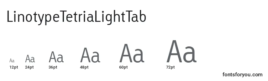 LinotypeTetriaLightTab Font Sizes